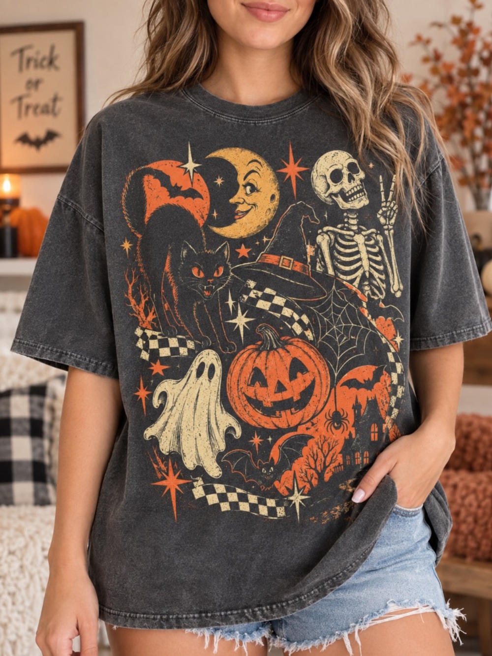 Spooky Cute Halloween Graphic Tee Comfort Colors Shirt